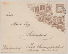 Bayern, 1906, 3 Pfg.- Privat- GS- Umschlag, zu Ehren der Centenarfeier, gelaufen von Schlachters (?) nach Schanbach