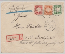 Bayern, 1901, 5 Pfg.- GS- Umschlag, + 35 Pfg. Zusatzfrankatur, als MiF auf R.- Auslandsbrief von Kulmbach nach Bischofszell (CH)