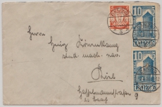 Danzig, 1937, Mi.- Nr.: 193 + 262 (2x) als MiF auf Fernbrief von Danzig nach Rine (?)