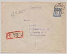 Danzig, 1934, Mi.- Nr.: 215 als EF auf Einschreiben- Fernbrief von Danzig nach Leipzig