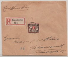 Danzig, 1923, Mi.- Nr.: 145 + 152 (2x, rs.) als MiF auf Einschreiben- Fernbrief von Danzig nach Chemnitz