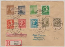 92- 99, E.- Satzbrief mit 9 versch. Werten, von Erfurt nach Magdeburg