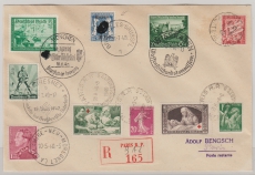 DR / Frankreich / Belgien, 1940, Wanderbrief mit div. Abstempelungen und Marken der Länder DR/B/Fr. auf Einschreiben