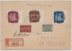 B + M, 1944, Mi.- Nr.:133- 35, als Satz- MiF-FDC, per Eilboten- Luftpost- Einschreiben von Prag nach Berlin
