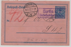 Infla / Weimar, 1927, Mi.- Nr.: RU 11, gelaufen (unbeanstandet!) 1927 per Rohrpost innerhalb Berlin´s