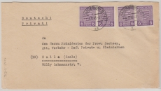 SBZ, Provinz Sachsen, Mi.- Nr.: 69 Xb (4x), in MeF, auf Fernbrief von Magdeburg nach Halle, geprüft Ströh BPP