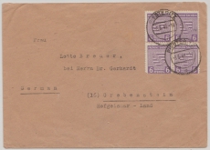 SBZ, Mi.- Nr.: 69XAa (4x)  (Postmeistertrennung!) als MeF auf Fernbrief von Piesteritz nach Grebenstein, geprüft Dr. Jasch BPP!