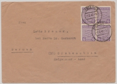 SBZ, Mi.- Nr.: 69XAa (4x)  (Postmeistertrennung!) als MeF auf Fernbrief von Piesteritz nach Grebenstein, geprüft Dr. Jasch BPP!