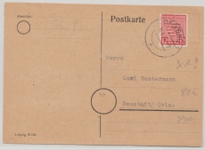 SBZ, Mi.- Nr.: 71 XD (Postmeistertrennung!) als EF auf Fernpostkarte von Dessau nach Neustadt,  Marke geprüft Ströh BPP!