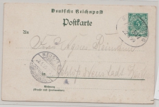 DR, 1899, 5 Pfg. - Bildpostkarten- GS (Oliva) von ... Danzig (Bahnpost) nach Neustadt (Westpreussen), Sehr selten!