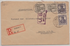 Germania / Infla, 1919, Mi.- Nr.: 98 (2x) + 101 (2x), in MiF auf Einschreiben- Fernbrief von Coblenz nach Berlin, mit Zensur!