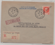 Dt. Bes. Frankreich, Saint Nazaire, 1945, Teilbarfrankatur auf Einschreiben, (II. Portoperiode), selten!