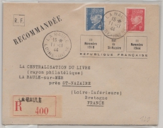 Dt. Bes. Frankreich, Saint Nazaire, 1944, MiF Einschreiben, (I. Portoperiode), selten!