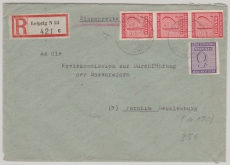 119 Y (3x) + 117, in MiF auf E.- Fernbrief von Leipzig nach Parchim