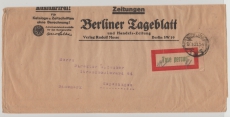 Infla / Dt. Lokalausgaben, 1923, Berlin C 2, Mi.- Nr.: 4, als EF auf Auslandsstreifband von Berlin nach Kopenhagen (DK)