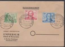 Berlin, 1949, Mi.- Nr.: 61- 63 auf FDC! Nicht gelaufen!