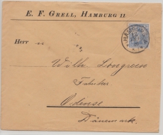 Germania, Reichspost, Mi.- Nr.: 57 als EF auf Auslandsbrief von Hamburg nach Odense (DK)
