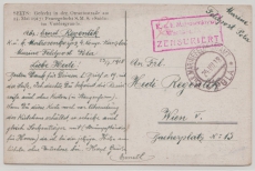 Österreich, K.u.K.,  Marine- Schiffspost, 1918, Pola (!), Postkarte von Pola nach Wiwn, mit Zensurstempel, sehr selten!