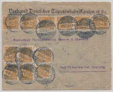DR, Infla, 1923, Mi.- Nr.: 275 (40 x) vs + rs. auf Fernbrief von Langenhagen nach Oldesloe