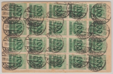 DR, Infla, 1923, Mi.- Nr.: 290 (20 x) rs. auf Orts- Postkarte innerhalb von Ettlingen