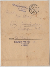 Brandenburg, 1945, Feldpost / Kriegsgefangenenpost: Kriegsgef.- Arb.- Kdo. 437, Klosterdorf, Brief nach Bilin- Sauerbrunn