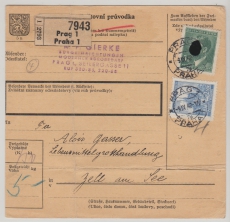 B + M, 1942, Mi.- Nr.: 104 u.a. als MiF auf Paketkartenstammteil, für ein Paket von Prag nach Zell am See