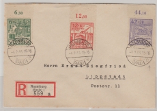 SBZ, 1946, Mi.- Nr.: 87 A - 89 A (je vom OR), in MiF auf Satz- Einschreiben- Fernbrief von Naumburg nach Lippstadt