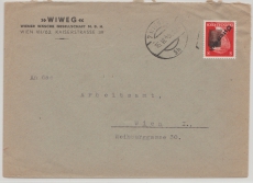 Österreich, 1945, 8 (AH) Pfg.- Überdruck- Wert, gelaufen auf Ortsbrief innerhalb von Wien