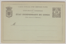 Congo, ca. 1900, 15 Ct.- Antwort- GS, ungebraucht