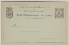 Congo, ca. 1900, 15 Ct.- Antwort- GS, ungebraucht