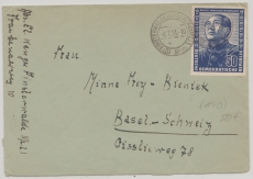 DDR, 1951, Mi.- Nr.: 288 als EF auf Auslandsbrief von Finsterwalde nach Basel (CH)