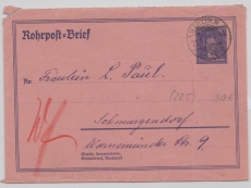 DR / Weimar, 1927, Rohrpost- GS- Umschlag Mi.- Nr.: RU 12, gelaufen per Rohrpost innerhalb von Berlin