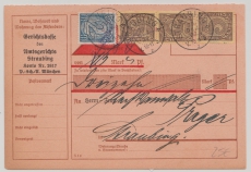 DR / Infla, 1922, Dienstmarken, Mi.- Nr.: 32 + 33 (3x) als MiF auf Orts- Dienspost- Nachnahme, innerhalb von Straubing