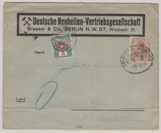 DR, 1911, Mi.- Nr.: 84 als EF (+ Schweizer Nachportomarke) auf Auslands- Drucksache von Berlin nach Basel