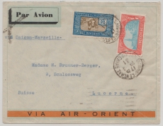 Frz. Indochina, 1931, 70 Ct. MiF auf Auslands- Luftpostbrief, von Saigon nach Luzern (CH)