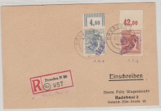 14, Dresden 42, A179 POR ndgz, u.a. auf E.- Fernpostkarte von Dresden nach Radebeul, Sign. / gepr. Rank
