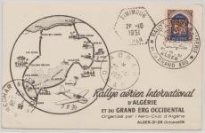 Algerien, 1951, 8 Fr. EF auf Luftrally- Postkarte von Alger via... Oran nach Alger, interessantes Luftpostdokument!