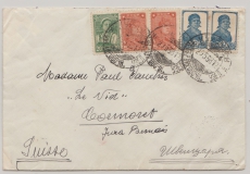 Russland, 1938, 50 Kop. MiF auf Auslandsbrief von .... (?) nach Cormoret (CH)