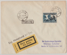 Memel, 1939, Mi.- Nr.: IV I (vom Or) als EF auf Luftpost- Fernbrief von Heydekrug nach Berlin, mit Propagandastempel