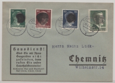 SBZ, 1945, Sächsische Schwärzungen, OPD Chemnitz, Mi.- Nr.: AP 799 I u.a. als MeF auf Ortsbrief innerhalb von Chemnitz
