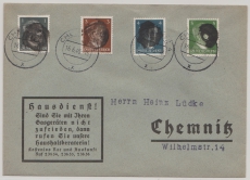 SBZ, 1945, Sächsische Schwärzungen, OPD Chemnitz, Mi.- Nr.: AP 784 I u.a. als MiF auf Ortsbrief innerhalb von Chemnitz
