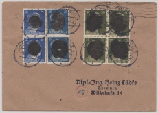 SBZ, 1945, Sächsische Schwärzungen, OPD Chemnitz, Mi.- Nr.: AP 794 I (4x) u.a. als MiF auf Ortsbrief innerhalb von Chemnitz