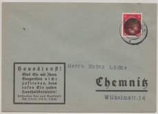 SBZ, 1945, Sächsische Schwärzungen, OPD Chemnitz, Mi.- Nr.: AP 788 I als EF auf Ortsbrief innerhalb von Chemnitz