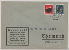 SBZ, 1945, Sächsische Schwärzungen, OPD Chemnitz, Mi.- Nr.: AP 785 b I als MiF auf Ortsbrief innerhalb von Chemnitz