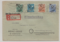 41 Chemnitz, 172, 73 , 74 + 178 X als MiF auf E.- Fernbrief (Aus dem Briefkasten!) von Chemnitz nach Marienberg