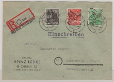 41 Chemnitz, 166, 68 + 181 X als MiF auf E.- Fernbrief (Aus dem Briefkasten!) von Chemnitz nach Marienberg