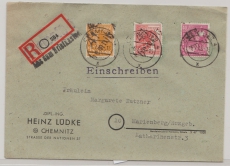 41 Chemnitz, 175, 176, + 177 X als MiF auf E.- Fernbrief (Aus dem Briefkasten!) von Chemnitz nach Marienberg