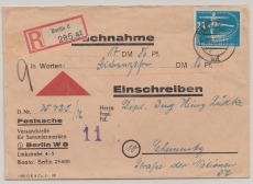 DDR, 1950, Mi.- Nr.: 247 (2x, 1x mit DV) + 242 (2x) als MiF vs. + rs. auf NN- Einschreiben von Berlin nach Chemnitz