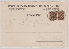 DR, Infla, 1923, Mi.- Nr.: 208 (2x), in MeF auf Auslands- Drucksache von Harburg nach Monstal (?/DK)