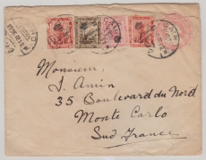 Ägypten, 1922, 5 Mil.- GS- Umschlag + 10 Mil. Überdruckwerte als Zusatz auf Auslandsbrief von Cairo nach Monte Carlo